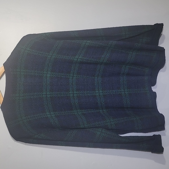 VINTAGE 80's American Collection Plaid Navy Green Grandma Core Cardigan Sweater - Picture 8 of 8